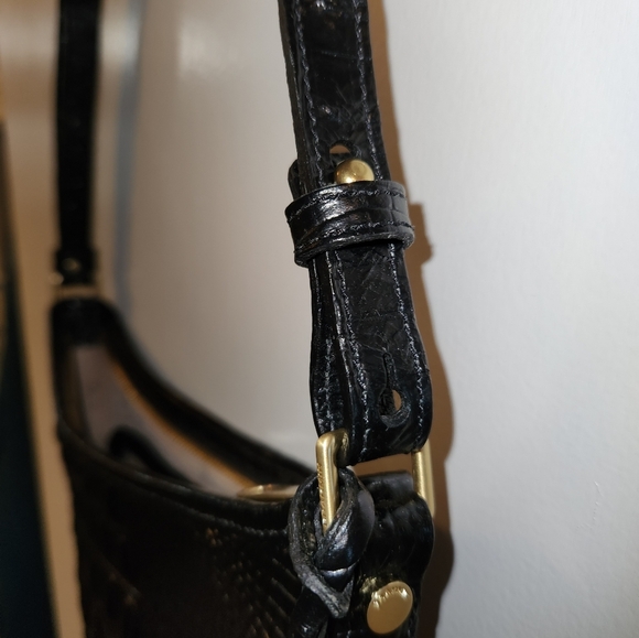 Brahmin Black Crocodile-Embossed Shoulder Bag with Gold Hardware - Picture 9 of 9